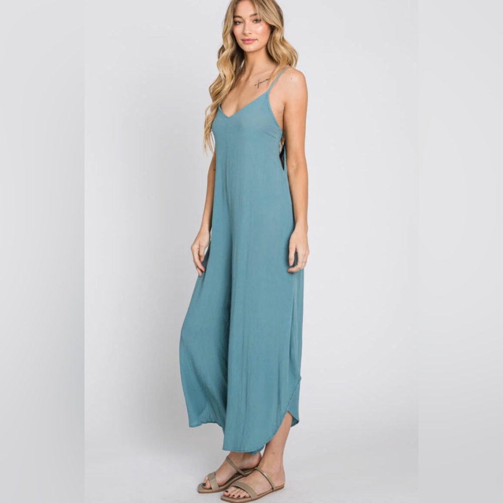 Stitch + Feather Cami Jumpsuit with Back Tie - Picture 2 of 12